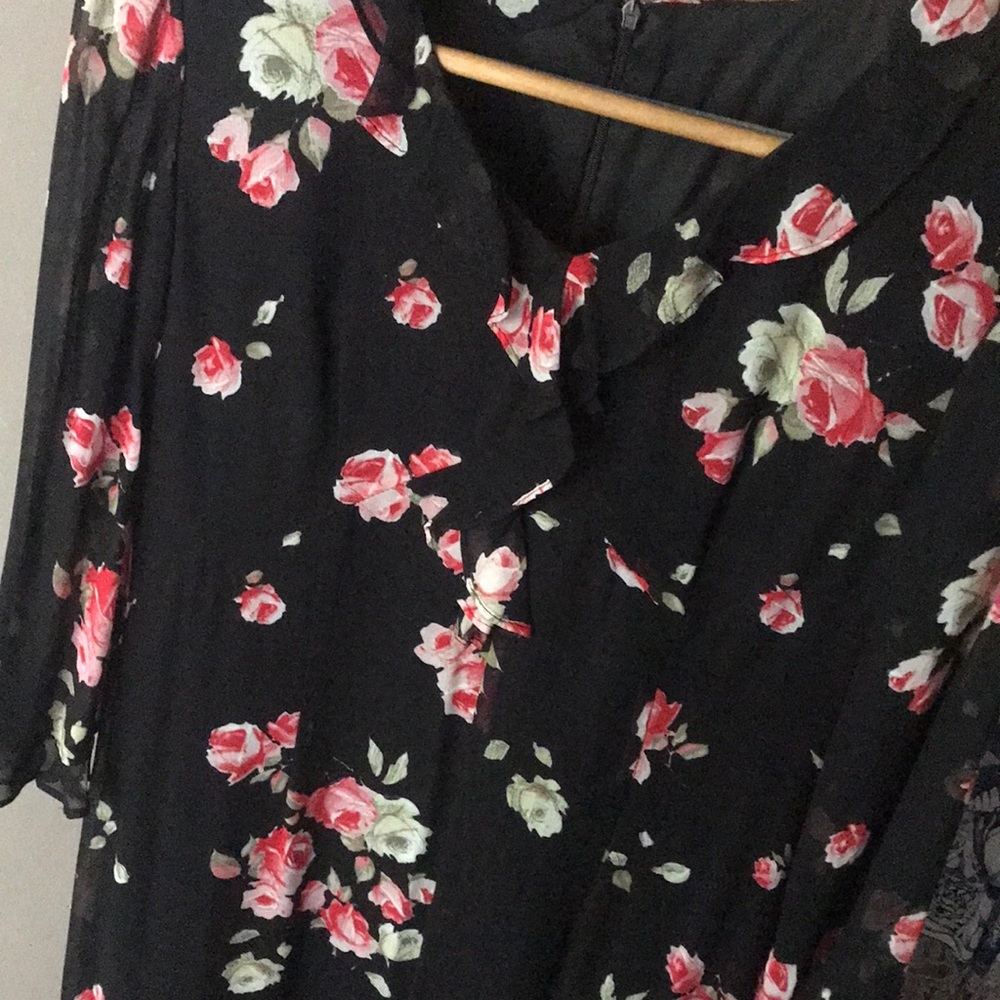 Black dress with roses